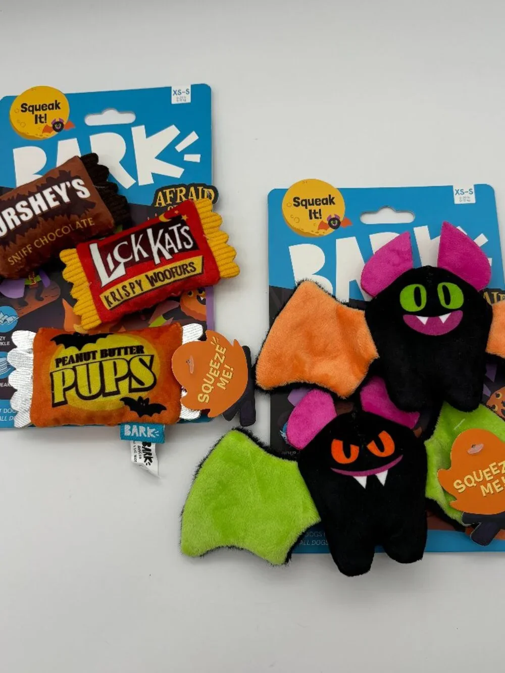 BARK Afraid of the Bark Halloween Candy & Bats Plush Dog Toys (x2), XS-S Sizes